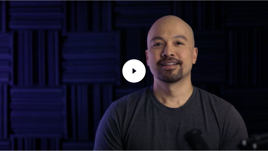 Preview of man speaking with a play button